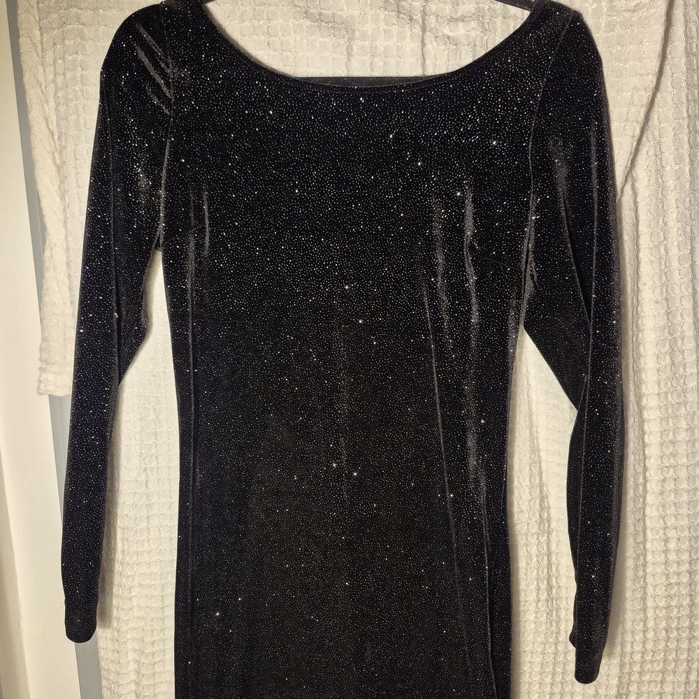 G by Guess Sparkling Black Long Sleeve Dress